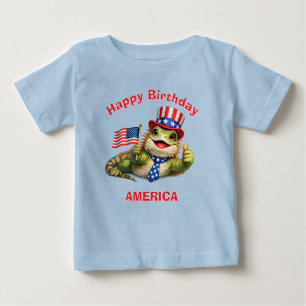 Camiseta Infantil Patriótica de Iguana (3d)