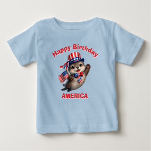 Camiseta infantil patriótica de lontra (5ac)