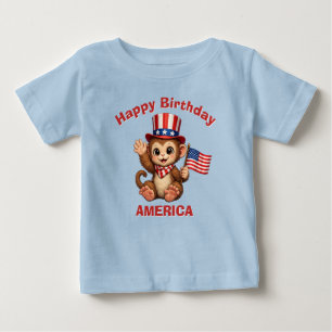 Camiseta Infantil Patriótica de Macaco (5g)