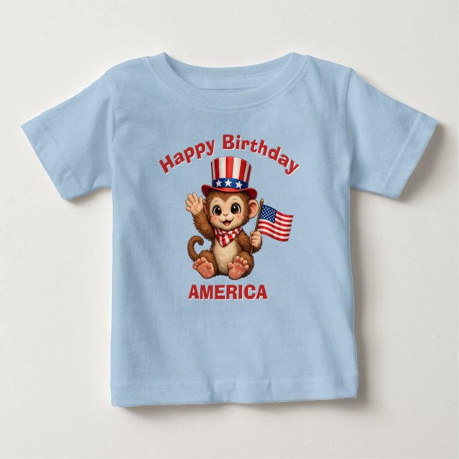 Camiseta Infantil Patriótica de Macaco (5g) (Frente)