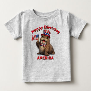 Camiseta infantil patriótica de morsa (5z)