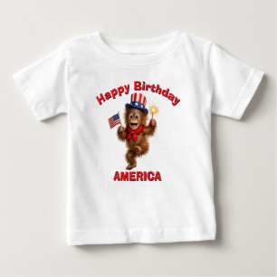 Camiseta infantil patriótica de orangotango (5u)