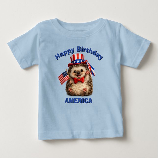 Camiseta infantil patriótica de ouriço-cacheiro (5 (Frente)