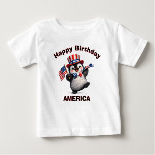 Camiseta infantil patriótica de pinguim (4l)