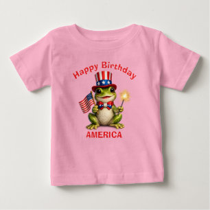 Camiseta infantil patriótica de sapo (3c)