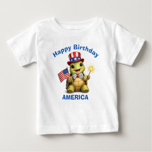 Camiseta Infantil Patriótica de Tartaruga (3b)
