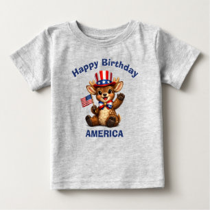 Camiseta infantil patriótica de veado (5c)