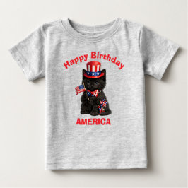Camiseta infantil patriótica do gatinho preto (1c)