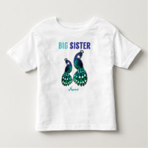 Camiseta Infantil Peacock de Irmã Maior do Candy Personalizado