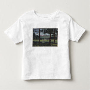 Camiseta Infantil Peixe branco, campo de golfe de Montana - lago