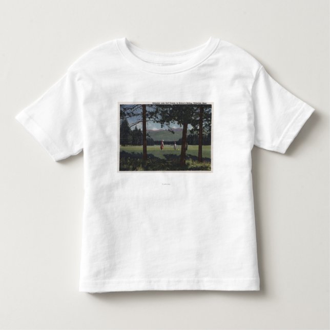 Camiseta Infantil Peixe branco, campo de golfe de Montana - lago (Frente)
