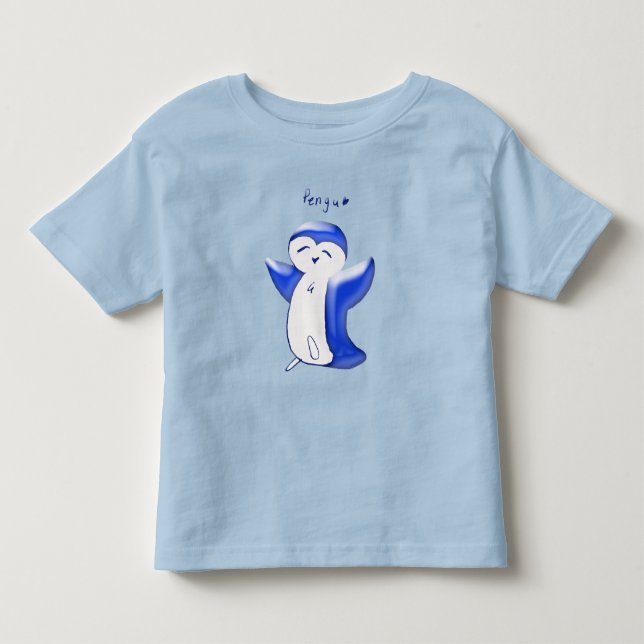 Camiseta Infantil Pengu Pengim Feliz (Azul) (Frente)
