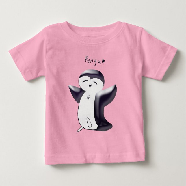 Camiseta Infantil Pengu Pengim Feliz(Preta) (Frente)