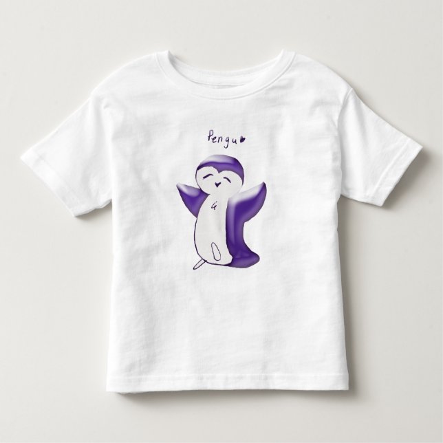 Camiseta Infantil Pengu Penguino Feliz(Violeta) (Frente)