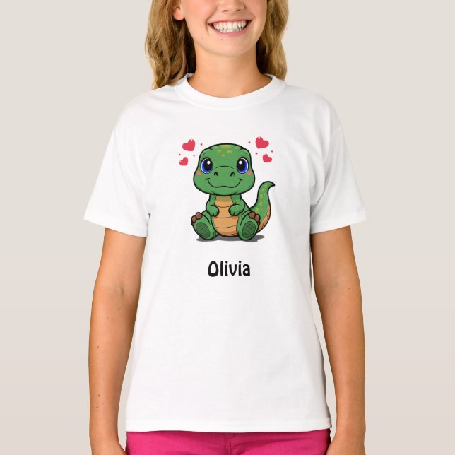 Camiseta Infantil Personalizada de T-Rex Dinossaur (Frente)