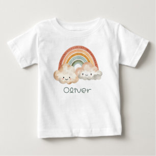 Camiseta Infantil Personalizada Fofa com Arco-íris