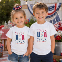 Camiseta Infantil Personalizada Patriótica Moderna