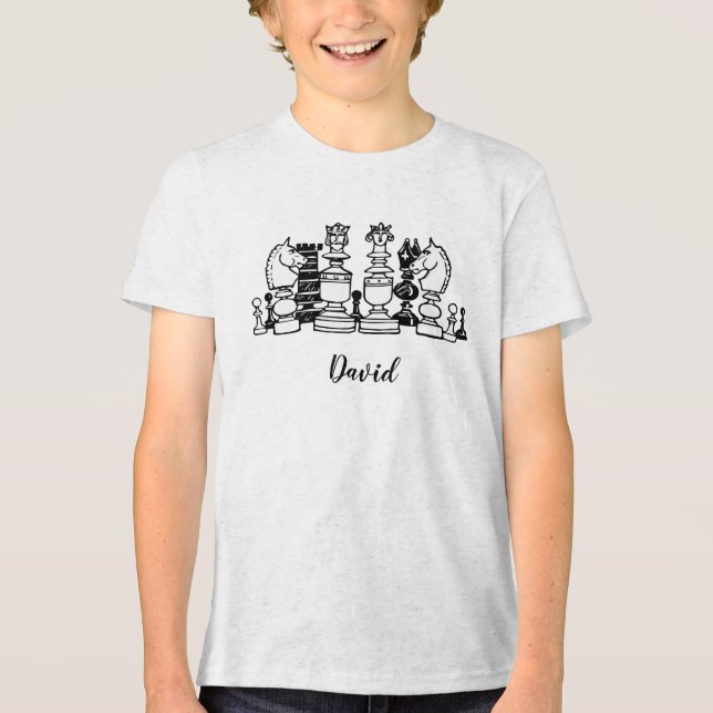 Camiseta infantil personalizada temática de xadrez (Frente)