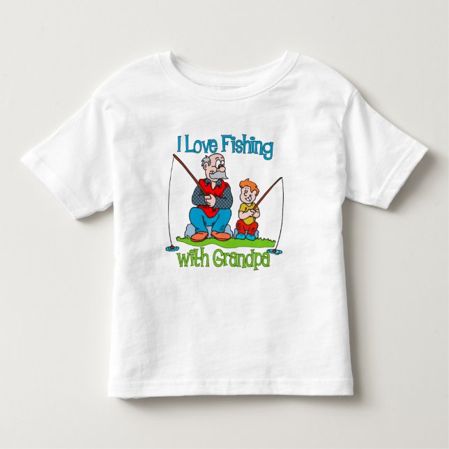 Camiseta Infantil Pesca - Adoro pescar com vovô (Frente)
