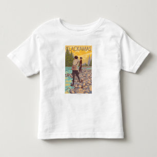 Camiseta Infantil Pesca com mosca das mulheres - Clackamas, Oregon