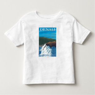 Camiseta Infantil Pesca do urso no rio - parque nacional de Denali,