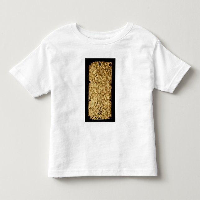 Camiseta Infantil Placa Dourado com inscrição "longa" de Etruscan (Frente)