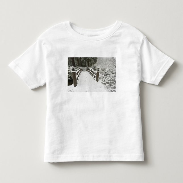 Camiseta Infantil Ponte da lua coberta de neve, Jardim Japonês (Frente)