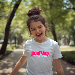 Camiseta Infantil Positive Vibes Rosa Quente & Tur