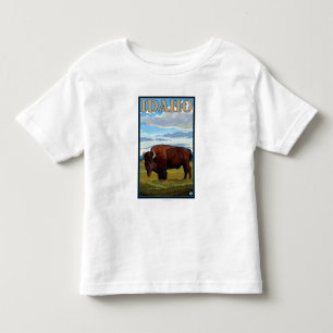 Camiseta Infantil Poster de viagens de SceneIdahoVintage do bisonte