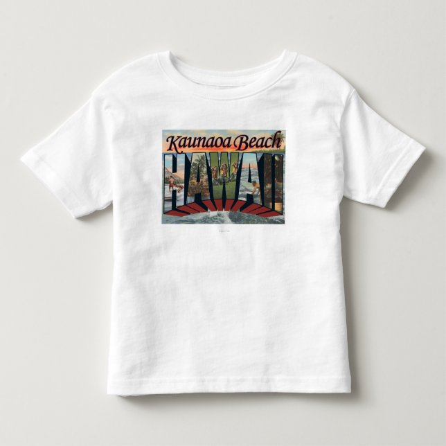 Camiseta Infantil Praia de Kaunaoa, Havaí - grandes cenas da letra (Frente)