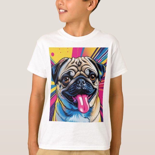 Camiseta infantil pug em pop art 01 (Frente)