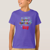 Camiseta Infantil Purple Happy Birthday Boy  