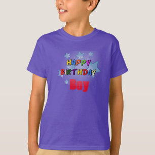 Camiseta Infantil Purple Happy Birthday Boy  