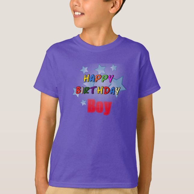Camiseta Infantil Purple Happy Birthday Boy   (Frente)