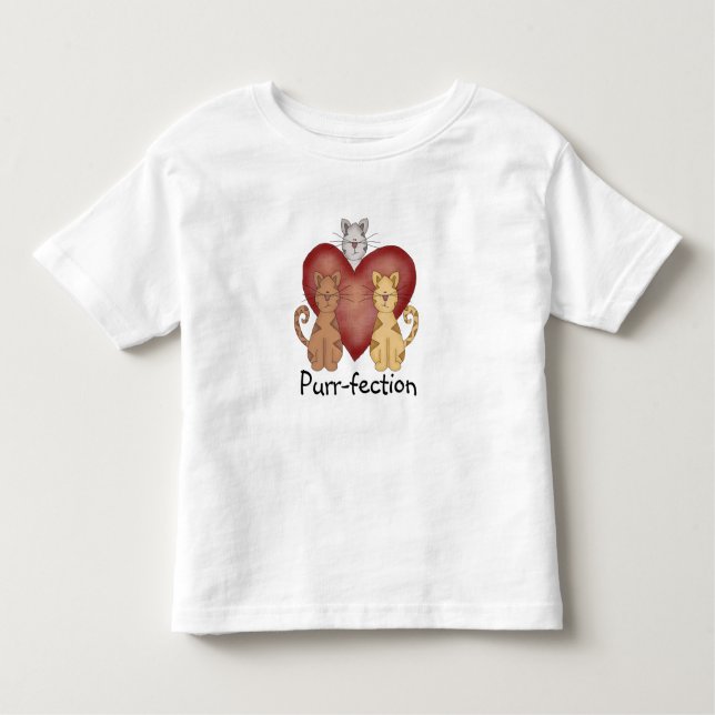 Camiseta Infantil Purr-fection dos gatos (Frente)