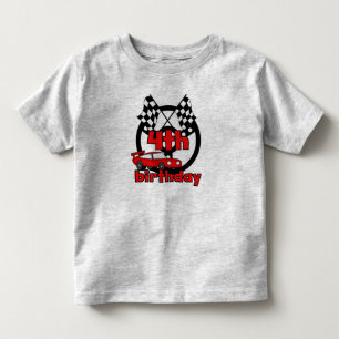 Camiseta Infantil Quarto aniversário de carro de corrida