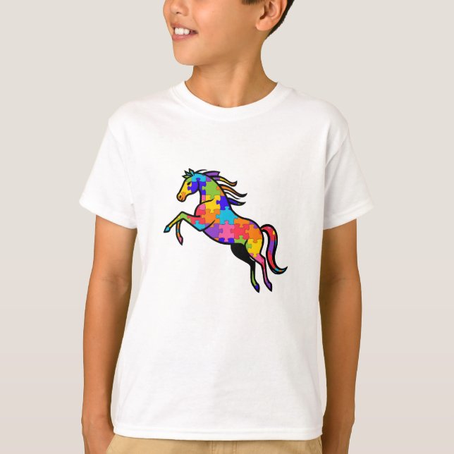 Camiseta Infantil Quebra-Cabeça - Cavalo (Frente)