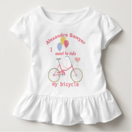 Camiseta Infantil Quero andar de bicicleta Balões de Bicicleta Vinta