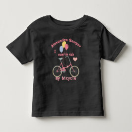 Camiseta Infantil Quero andar de bicicleta Balões de Bicicleta Vinta