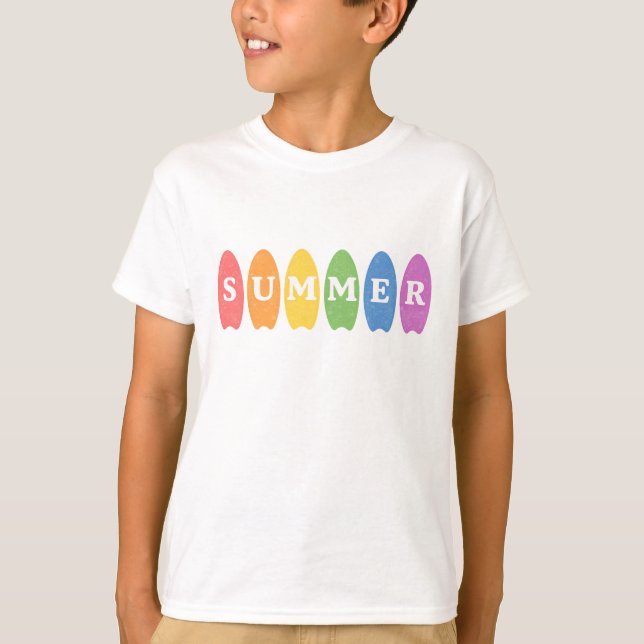 Camiseta Infantil Rainbow Summer Surfboard (Frente)