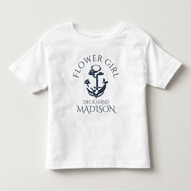 Camiseta Infantil Rapariga de Flor de Âncora Náutica (Frente)