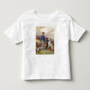 Camiseta Infantil Rapaz escocês com lobos numa região de Highland
