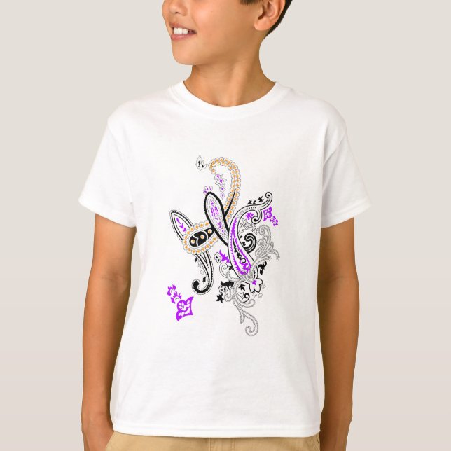 Camiseta Infantil Raposa Paisley Roxa (Frente)