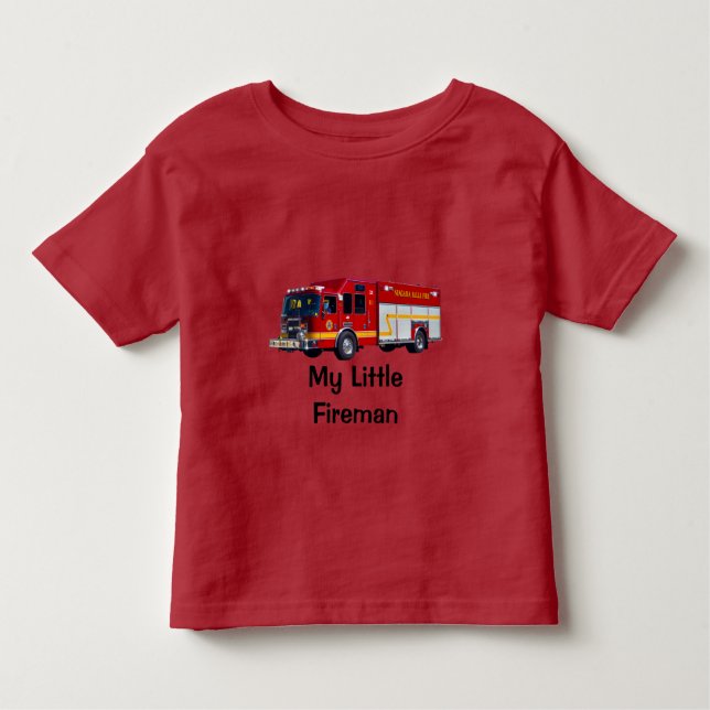 Camiseta Infantil Red Fire Truck Meu Pequeno Bombeiro Design (Frente)