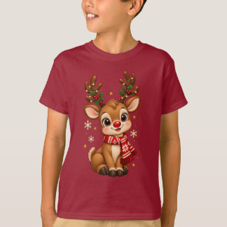 Camiseta Infantil Rena de Natal Fofa para Bebês