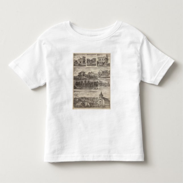 Camiseta Infantil Residências, negócios, e cidade de Eyota (Frente)