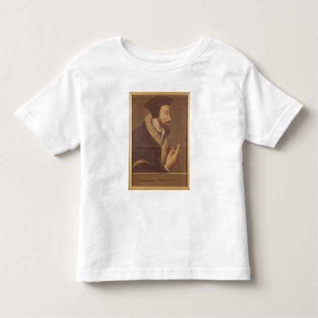 Camiseta Infantil Retrato de João Calvino (Frente)