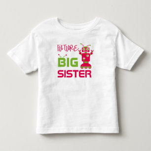 Camiseta Infantil Robô Futuro Grande Irmã Crianças Rosa Bonitão