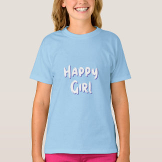 Camiseta Infantil Rosa Pastel Menina Feliz