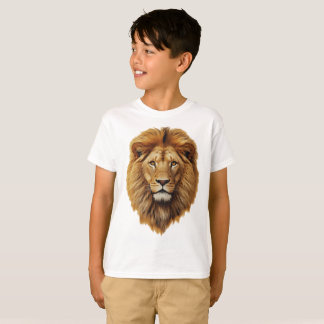 Camiseta Infantil Rosto de Leão | Camisa de Animal